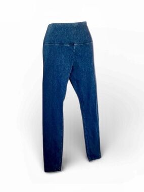 Lysse Denim pants jeggings, stretchy, flat front, pull on. M EUC